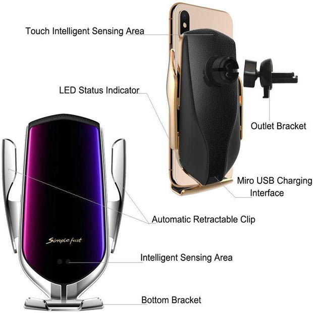 Wireless Automatic Sensor Car Phone Holder And Charger - Buy 2 Free Shipping