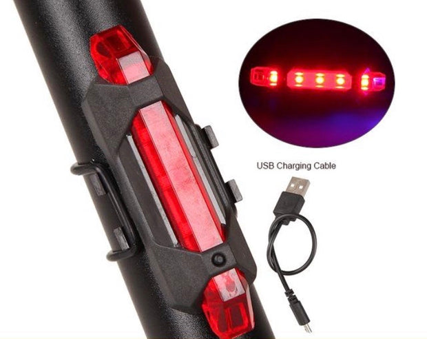 USB Rechargeable LED Mountain Bike Safety Warning Tail Light Red