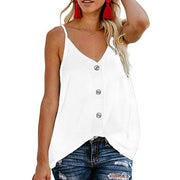 Button Down V Neck Strappy Tank Tops